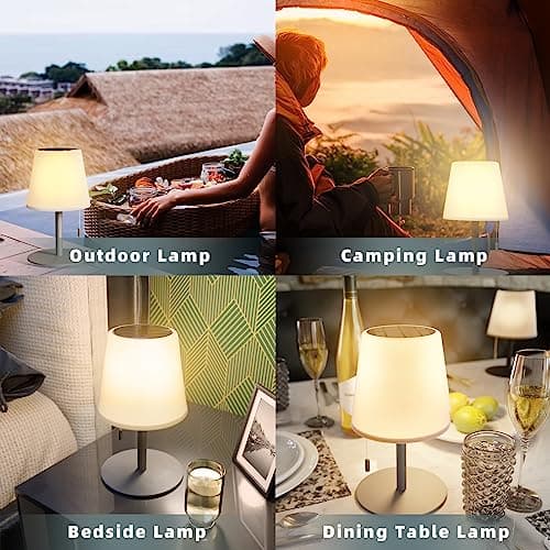 Postlucky Lampe de Table Solaire Exterieur Lampe de Table LED Sans Fil 3 Couleur Dimmable Rechargeable Lampe de Table IP44 étanche pour Exterieure Jardin Terrasse Intérieure - Gris