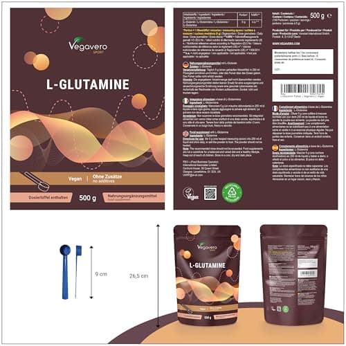 L Glutamine Poudre 5000 mg | 100% Pur et Naturel | Matière Première de Marque : AMINOFERMENT® | Récupération Musculaire – Post Workout | Vegan & Sans Additifs | Testé en Laboratoire | Vegavero®