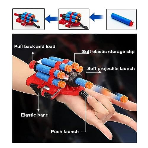 PTBWS Lot de 2 Gant de Lanceur Spiderman, Spiderman Launcher Gant de Cosplay en Plastique,Jouets de Poignet Lanceur de héros, Lanceur d'araignée Jouets éducatifs pour Enfants (B)