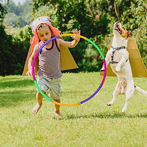 RayE Lot de 2 cerceaux hula hoop, pour enfants, 8 sections démontables, avec sac à cordon, adaptés au Hula Hoop, au fitness intérieur et extérieur, à la gymnastique, à la danse et au yoga