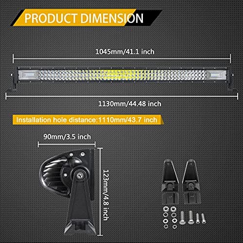 Willpower Bar a LED, 42'' 540W Triple rangée Faisceau combiné Barre de LED avec 12V Faisceau de câblage kit Rampe LED Phare LED Projecteur LED pour Offroad Véhicules Voiture camions ATV