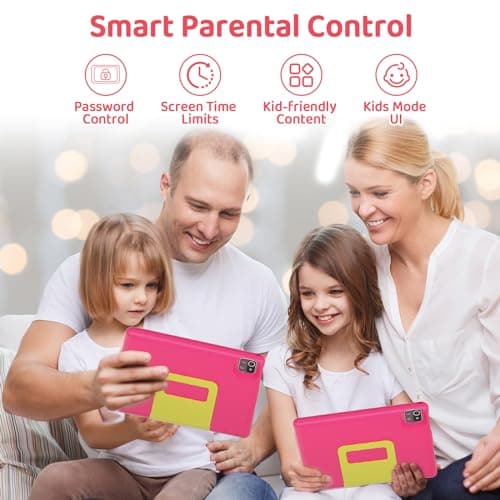 Wqplo Tablette pour Enfants 10 Pouces Android 8+64 Go 5000mAh Bluetooth IPS HD 1280 * 800 Affichage Contrôle Parental (Rose)
