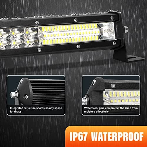 SKYWORLD Mince Phare de Travail Barre LED 61cm 216W Projecteur LED Voiture 7D Rampe Feux de antibrouillard Barre Lumineuse LED pour 4x4 Camion Tracteur Offroad Véhicules Atvs Utvs