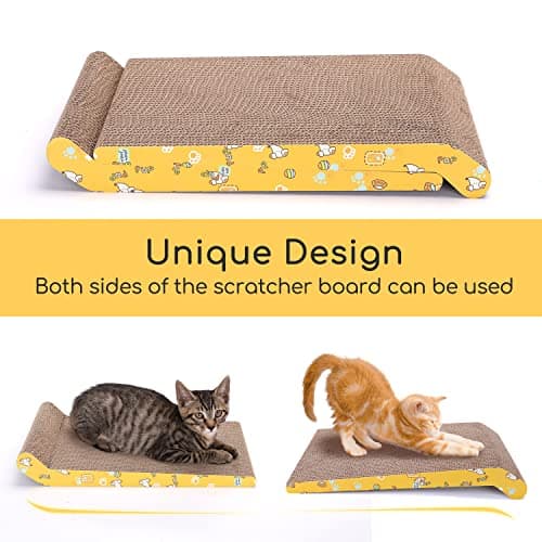 Nobleza 2 Pièces Grattoir Chat Carton Griffoir Incurvé Réversible en Carton, Tapis à Gratter pour Chat avec Carton Ondulé et Herbe À Chat, 40 x 25cm