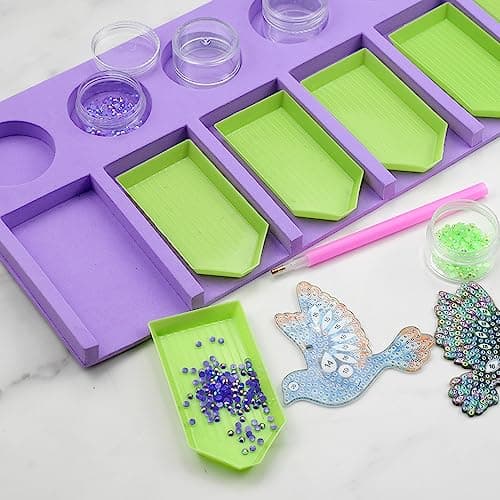 Doafoce Plateau de Peinture Diamant 2 Pièces Organisateur Plateau Peinture Diamant Kit Diamond Painting Accessoires avec 12 Plateaux et 12 Boîtes pour Loisirs créatifs