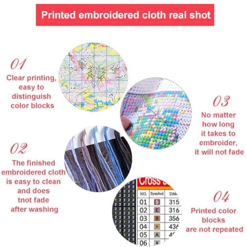 cukol cukol Canevas Broderie Point de Croix Kit Complet Adulte Debutant Compté Pré Imprimé Estampillé Moderne Débutant avec Fils, Facile 11ct Paysage de Rivage Cross Stitch Loisirs Créatifs Set 40x40