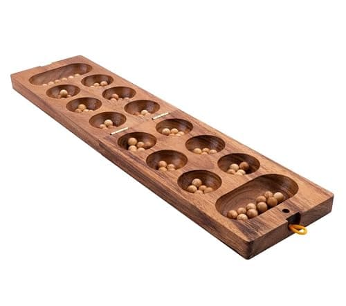 Engelhart- 350320 - Awalé en Bois – Jeu Africain – Jeu de société – Jeu en Bois – 2 Joueurs – Jeu écologique – 13,2 x 24,4 x 4,8 cm