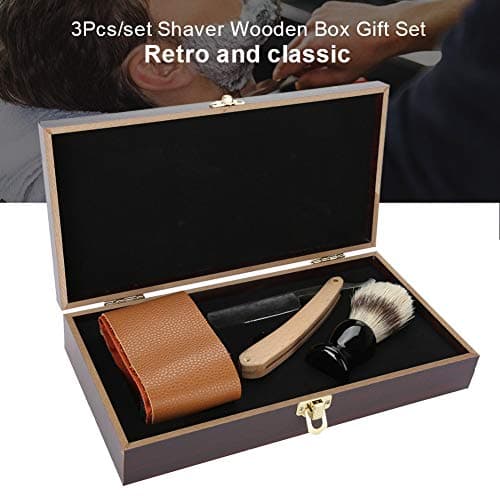 Rasoir Pour Hommes, Rasoir Pour Hommes, - Brosse - Ceinture De Cuir Rasoir - Cadeau Boîte En Bois, Kit De Rasage Traditionnel, Barbier For Rasoir Pour Hommes Jeunes Et Matures