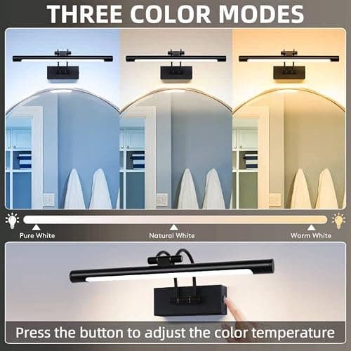 TYhogar Applique Miroir Lampe à LED pour Salle de Bain Eclairage Tableau Câblage Fixe 40cm 10W Applique Murale Salle de Bain Applique Murale Intérieure 3CCT avec Variation Continue