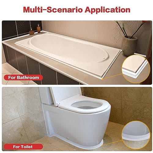 TATUNER Joint Salle de Bain, Joint d'Étanchéité Autocollant, Bande Calfeutrage Anti-Moisissure pour Salle de Baignoire, Cuisine, Plan de Travail, Rouleau de Joint Silicone Blanc 4M x 3,8cm (1)