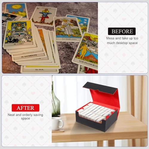 QCXWCJWD Storage Trading Cards Box Compatible avec Magic The Gathering PTCG PKM Cartes, Magnetic Deck Box pour 2400+ YGO Cartes sans Manches, Tray Long Box avec 8 Intercalaires(Noir Rouge)