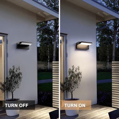 Appliques murales extérieures noires, appliques murales extérieures modernes à LED, résistantes aux intempéries IP54 20W 1100 lumens Lampe murale de sécurité pour porche porte d'entrée, naturel 4000K