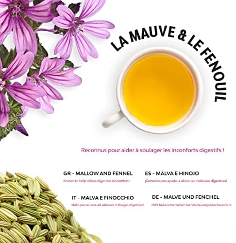 LES PAPOTEUSES | Infusion bio ventre plat grâce à la mauve, la menthe poivrée et au fenouil | 60 infusettes | Coffret infusion de 3 boîtes de 20 sachets | Certifié biologique