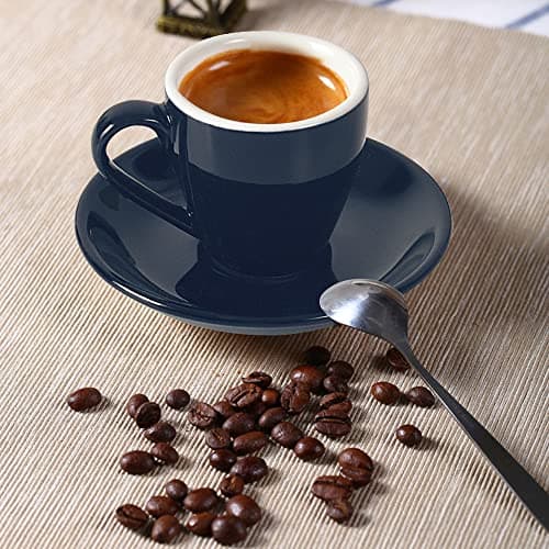 ionEgg Tasse à expresso en porcelaine avec soucoupe - 80 ml - Bleu marine