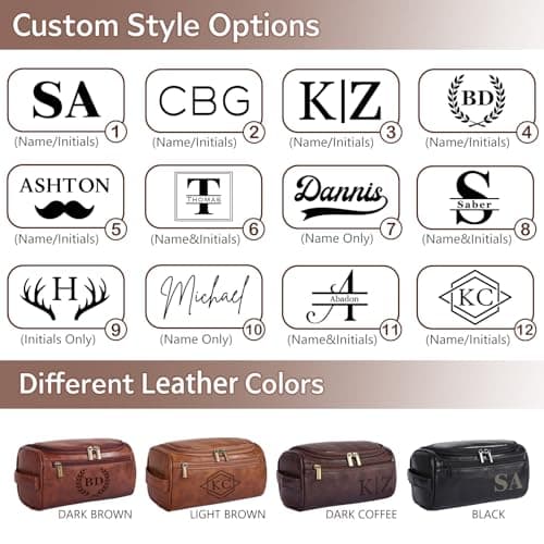 Trousse de toilette personnalisée pour homme, Trousse de voyage Dopp Kit, Nom personnalisé Initiales Cadeau pour garçons d'honneur, Meilleur homme, Fête des pères, Mariage, Anniversaire, Mari