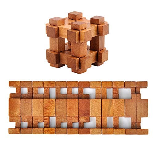 Chonor 6 Pièces 3D Puzzle en Métal Casse-tête en Bois - Classique Brain Teaser IQ Puzzle Éducatif Jouet Jeu Jigsaw pour Enfants et Adultes - Parfait pour l'idée de Cadeau et la Décoration à la Maison
