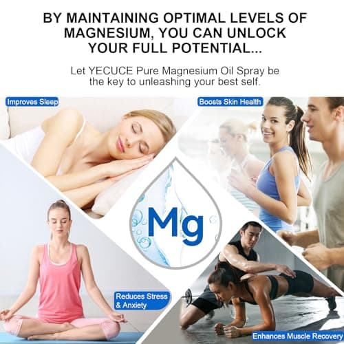 Huile de Magnésium Spray 60ml, 100% Naturelle et Pur Magnesium Oil Spray Sleep, Huile de Magnesium Organique en Spray pour le Sommeil, Sport, Massage, Relaxation Musculaire