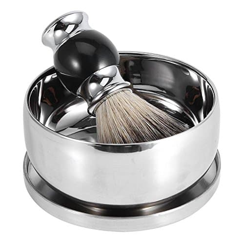 Kit de rasage professionnel pour hommes avec support de rasage pour barbe + brosse à cheveux en faux blaireau + kit bol en alliage de savon, soin de moustache, étui de transport pour homme