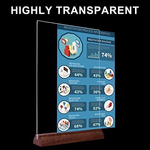 Srvnpioy Lot de 8 Présentoirs A4 pour Menu en Bois, Présentoir de Table A4 en Acrylique, Plexi A4 Support Menu en Acrylique, Porte Menu A4 pour Restaurants, Hôtel, école, Bureau