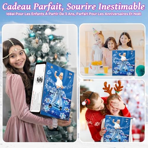 PLEGBLE Tapis de Danse pour Filles Enfants de 3 4 5 6 7 8 9 10 11 12 Ans, Tapis de Danse Musical, Cadeau d'anniversaire de Noël, Connexion Type-C pour Alimentation Stable, Musique Bluetooth, 6 Modes