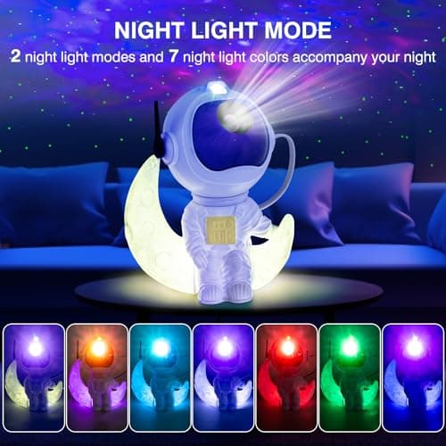 Astronaute Projecteur Galaxie, Projecteur Ciel Etoile Avec Veilleuse Enfant, 8 Modes Nébuleuse, Rotation à 360°, Télécommande, Ciel Etoile Plafond pour Lumiere Chambre, Cadeau pour Enfants et Adultes
