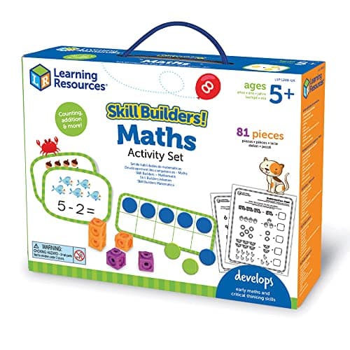Learning Resources- Kit d’activités mathématiques Skill Builders! jouet éducatif pour filles et garçons de 3, 4, 5 ans, apprendre les maths, compter, addition, soustraction, compter jusqu’à 100