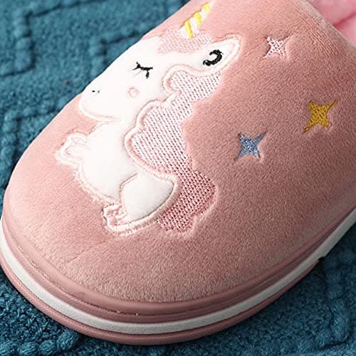 Cozozn Chausson Enfant Fille Pantoufles Hiver Chaussures Chaudes pour La Maison en Fille, Licorne Rose Rouge, Taille 25/26 EU=26/27 CN