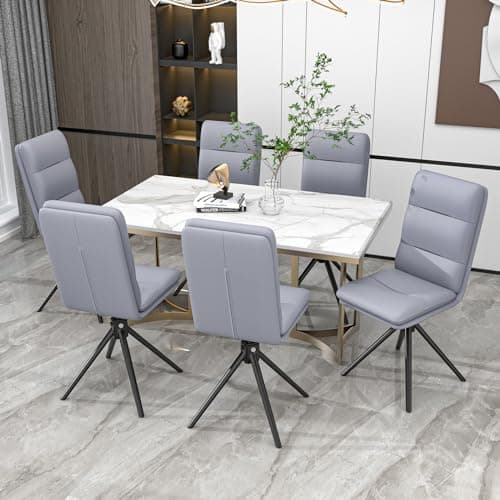 Chleby Lot de 2 chaises de Salle à Manger Confortable Chaise de Cuisine pivotante à 360 °, Chaise de Bureau, chaises en Cuir, Chaise rembourrée pour Salle à Manger, Cuisine, Salon, Bureau, Gris Bleu