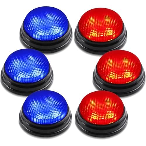 BEAN LIEVE 6 Pack Game Jeu Buzzer avec 2 lumières et Sons différents, des Boutons de Buzzer de Quiz Show, Parfait pour Les Nuits de Trivia familiale et l'activité d'enseignement en Classe