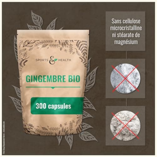 Gingembre gelule - BIO - 300 gélules pleines de gingembre bio - 600 mg par jour - Vegan - Sans additifs - Gélules de gingembre fortement concentrées