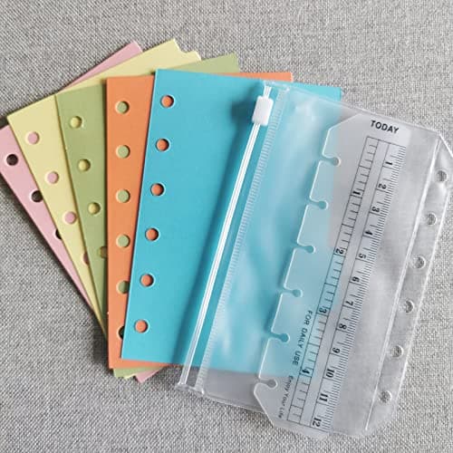 DY.2ten Lot de recharges A7 pour carnet de notes à 6 trous - 180 feuilles (recharges de papier quadrillé + papier ligné + papier kraft + papier vierge à feuilles volantes)