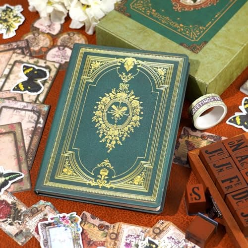 Funto Kit de scrapbooking (185 PCS), Chapitre médiéval - Forêt verte, parfait pour les matériaux de scrapbooking à bullet, les planificateurs DIY, l'artisanat et le collage