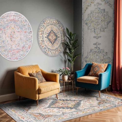 Livabliss MOC2301-43511 Tapis Vintage, Polypropylene, Gris, 130x180cm