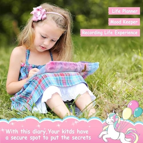 Lassuzie Journal Intime Fille avec Cadenas, Carnet Secret pour Fille en Peluche Comprenant Une Cahier A5 et Une Licorne Trousse à Crayons, Cadeau Licorne pour Fille 5 6 7 8 9 10 11 12 Ans