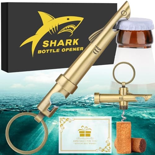 LKKCHER Décapsuleur 2 en 1 en forme de requin, porte-clés fantaisie, tire-bouchon, ouvre-bouteille de bière, cadeau de vin et de bière pour homme, cadeau de fête des pères, cadeaux de Noël, cadeaux