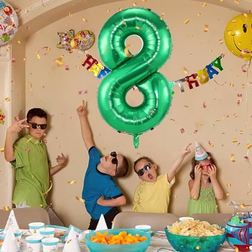 Vert8 Ballon d'anniversaire chiffres 8 ans | vert Ballon Helium 8 ans ballons 40" - Décoration d'anniversaire de 101 cm Deco,Décoration de Ballons Géants pour Mariages Party et Anniversaires Fête