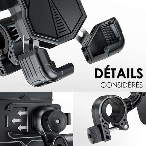 Support Telephone Moto Velo, Porte Telephone Velo, Support Téléphone Vélo à 360° Rotation, Estralia Support Telephone Trotinette Electrique, Scooter, VTT Compatible avec les Téléphone de 5.5'' à 7.0''