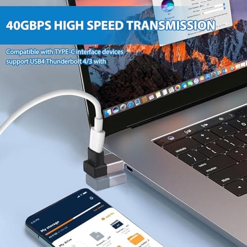 talNite 2 Pièces USB C 90 Degree Adaptateur,Prolongateur USB C Coudé Type-C 40gbps Mâle vers Femelle à Angle Droit,240w,Vidéo 8k @ 60hz Compatible pour Macbook,Ipad,Quest,Steam Deck,Macbook Pro