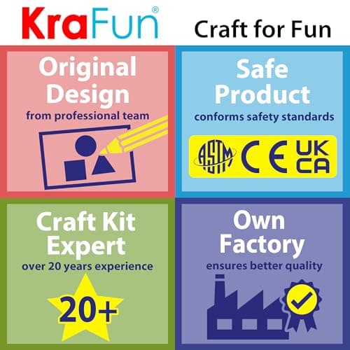 KRAFUN Mon Premier kit de Couture pour Enfants - Arts et Artisanat pour débutants - Comprend 6 projets faciles - Poupées et oreillers - Instructions et Feutre pour Apprendre à Coudre, à Broder