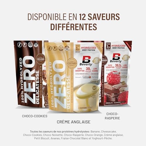 Beverly ZERO DÉLICATESSE | 1 kg | 85% de protéines de lactosérum hydrolysées | Avec Digezyme et Tolerase | Masse et force musculaire | Mixeur offert (CHOCOLAT NOISETTE)