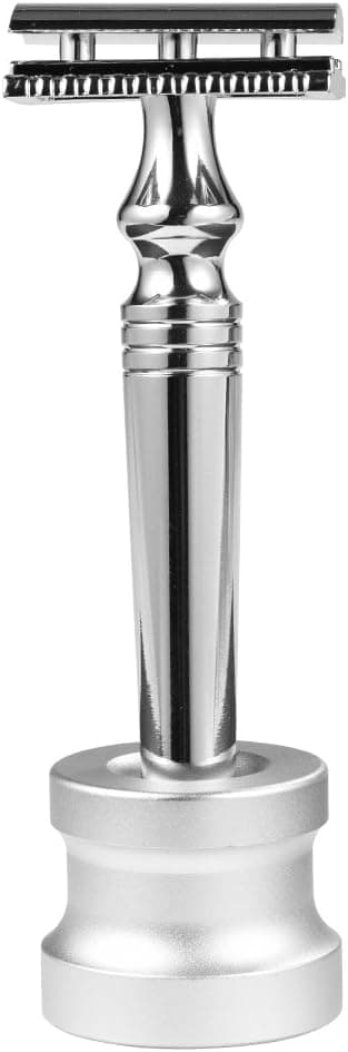 Supports de Rasage, Support Rasoir, Support de raser de Zinc Base de raser Base de raser Support de raser sécurité Stable Confortable Argenté, Cercle