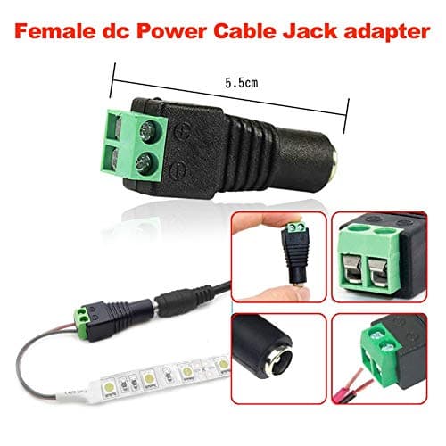 GTIWUNG 2 Pièces 5 Mètres Rallonge Cordon d'alimentation DC 2,1mm x 5,5 mm Mâle à Femelle Connecteur pour Adaptateur Secteur, LED, CCTV Camera Power, Voiture, Moniteurs, et Plus - Noir