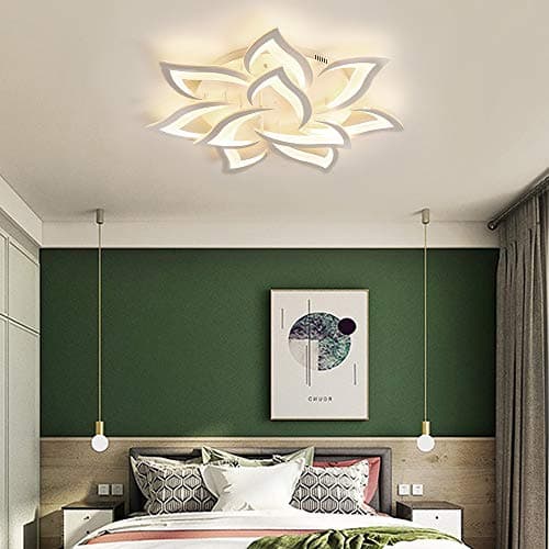 KAUCQI Lustre Salon Plafonnier LED, Moderne Petal Lampe De Plafond LED, Φ85CM 60W, Dimmable 3000K - 6000K, Panneau Acrylique Lumières de Plafond for Living Room, Hall d'entrée, Chambre