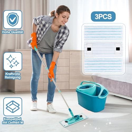DYDHRER Lot de 3 serpillères de Rechange compatibles avec Leifheit Clean Twist M Ergo Micro Duo,moppe Compatible leifheit serpillière,serpillères de Rechange en Microfibre pour Tous Les sols