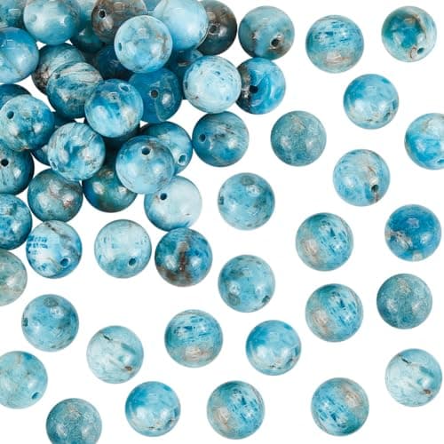 OLYCRAFT 48~50pcs Perles D'Apatite Naturelle 8mm Perles D'Apatite Bleu Océan Perles de Pierres Précieuses Pierre D'Énergie Perle Pierre Naturelle pour Bracelet Collier Fabrication de Bijoux