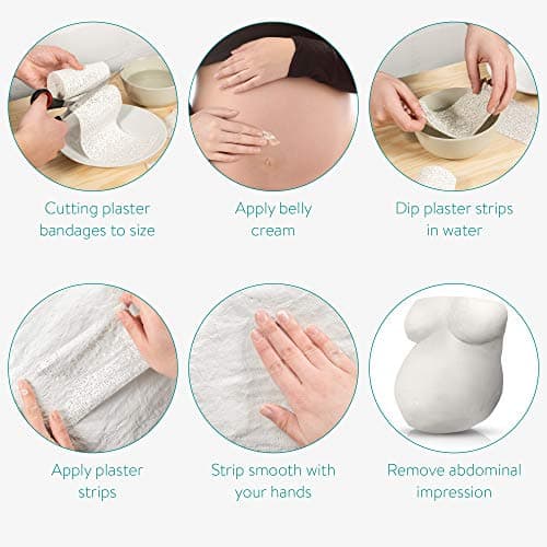 Navaris Kit Moulage Ventre Femme Enceinte - Set Plâtre Empreinte Grossesse Bébé - Modelage 3D Décoration pour Famille Amis - Peinture Bandages