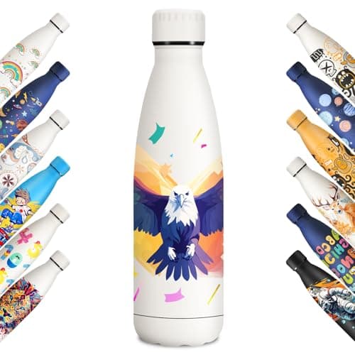 KollyKolla Gourde Isotherme 500ml, Bouteille Isotherme Personnalisée, Bouteille Isotherme Double Paroi, Gourde Reutilisable sans BPA, Bouteille Isotherme pour Enfant, Adulte, l'école, Fitness
