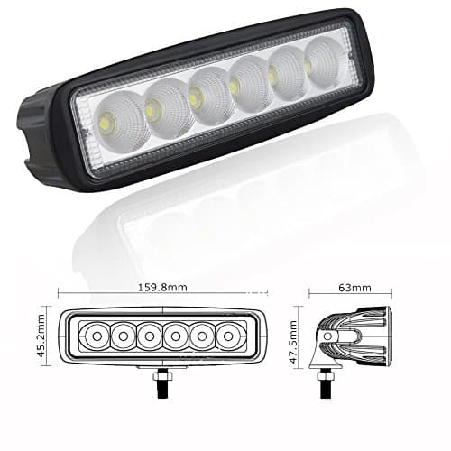 AUXTINGS 10 Pièces 15 cm 18W Flood Barre lumineuse LED Lampe de travail Bar Off Road camions SUV Conduite Feux de Brouillard 12V 24V