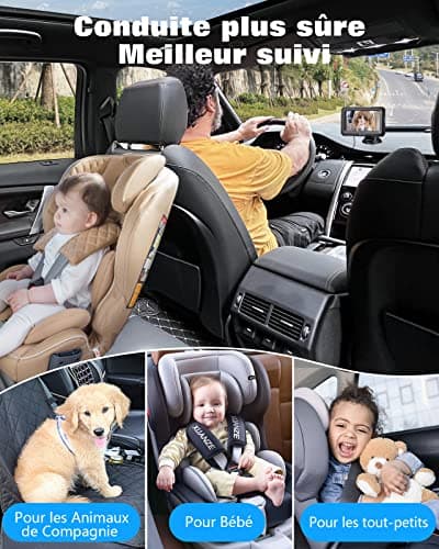 Zacro Miroir Voiture Bébé - Entièrement Réglable, Offrant une Vision Claire de l'arrière, Siège Auto Face à la Route, Attaché à l'appui-tête du Siège Arrière