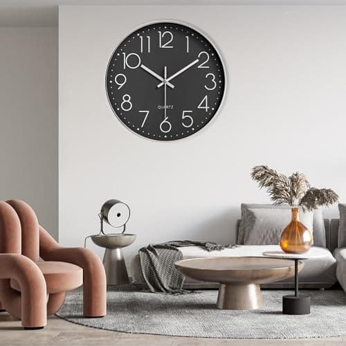 Gentpovth 8 Pouces Ronde en Horloge Murale numérique, Conception Simple et élégante, Horloge Murale silencieuse sans Tic-tac, avec Panneau en Verre Transparent, pour Salon,Chambre,Bureau,Cuisine...